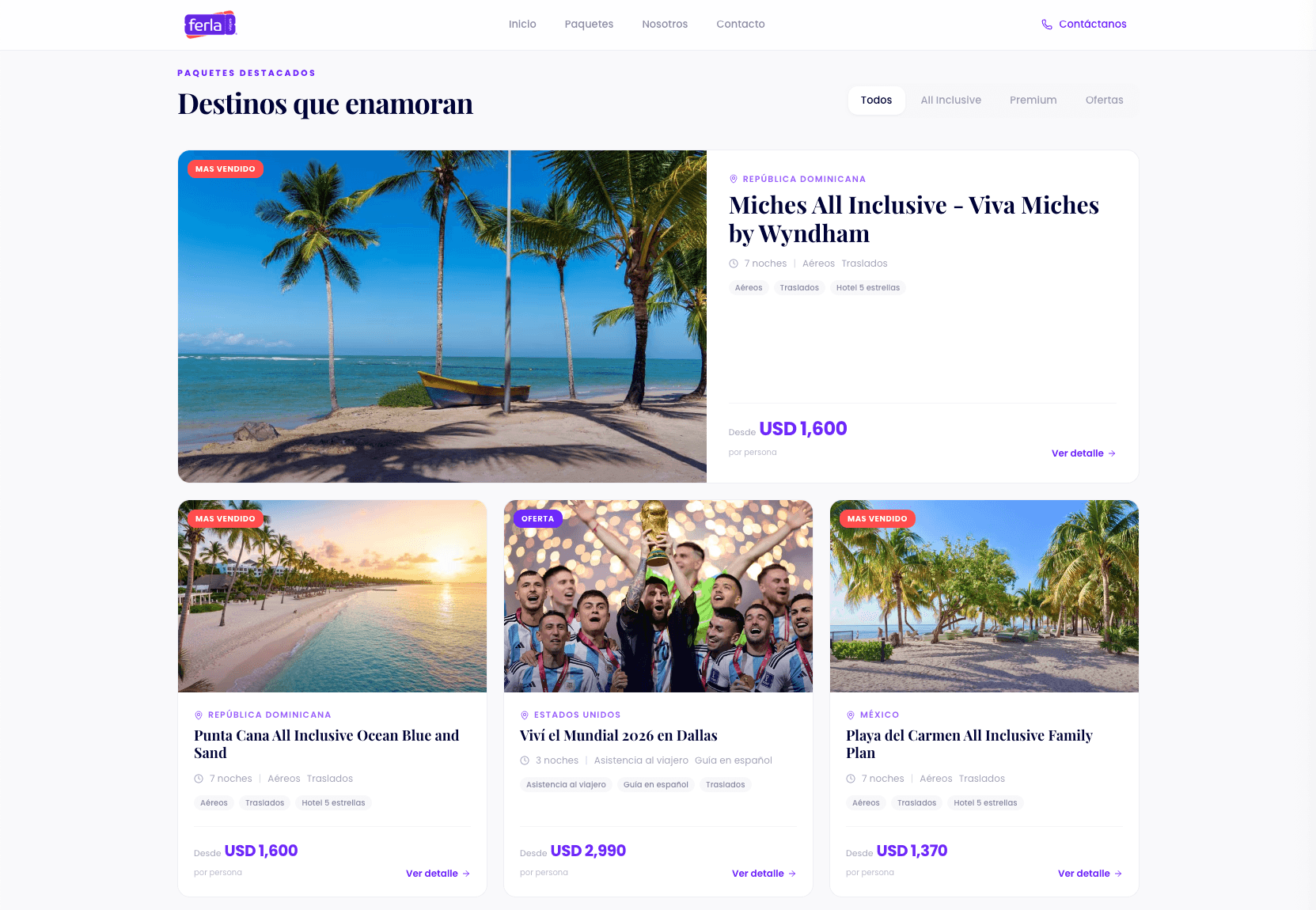 Intepax - Catálogo de paquetes turísticos profesional